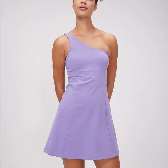 Outdoor Voices One-Shoulder Mini Dress In Lavender